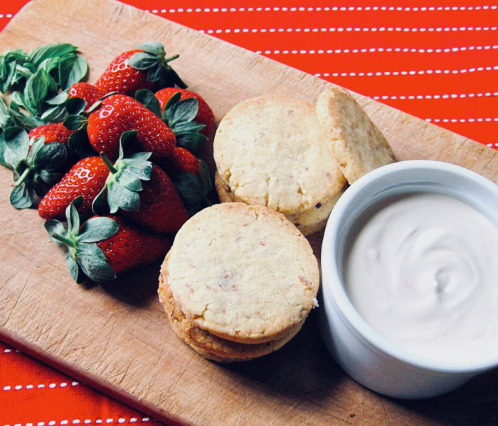 Strawberry Shortcake with Baby Basil and Sweetened Creme Fraiche