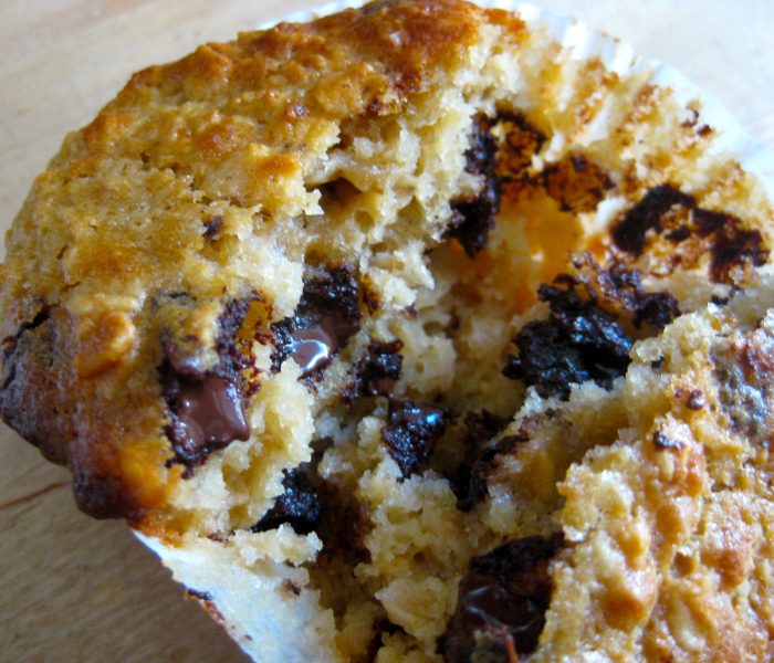 Buttermilk, oat and chocolate chunk muffins